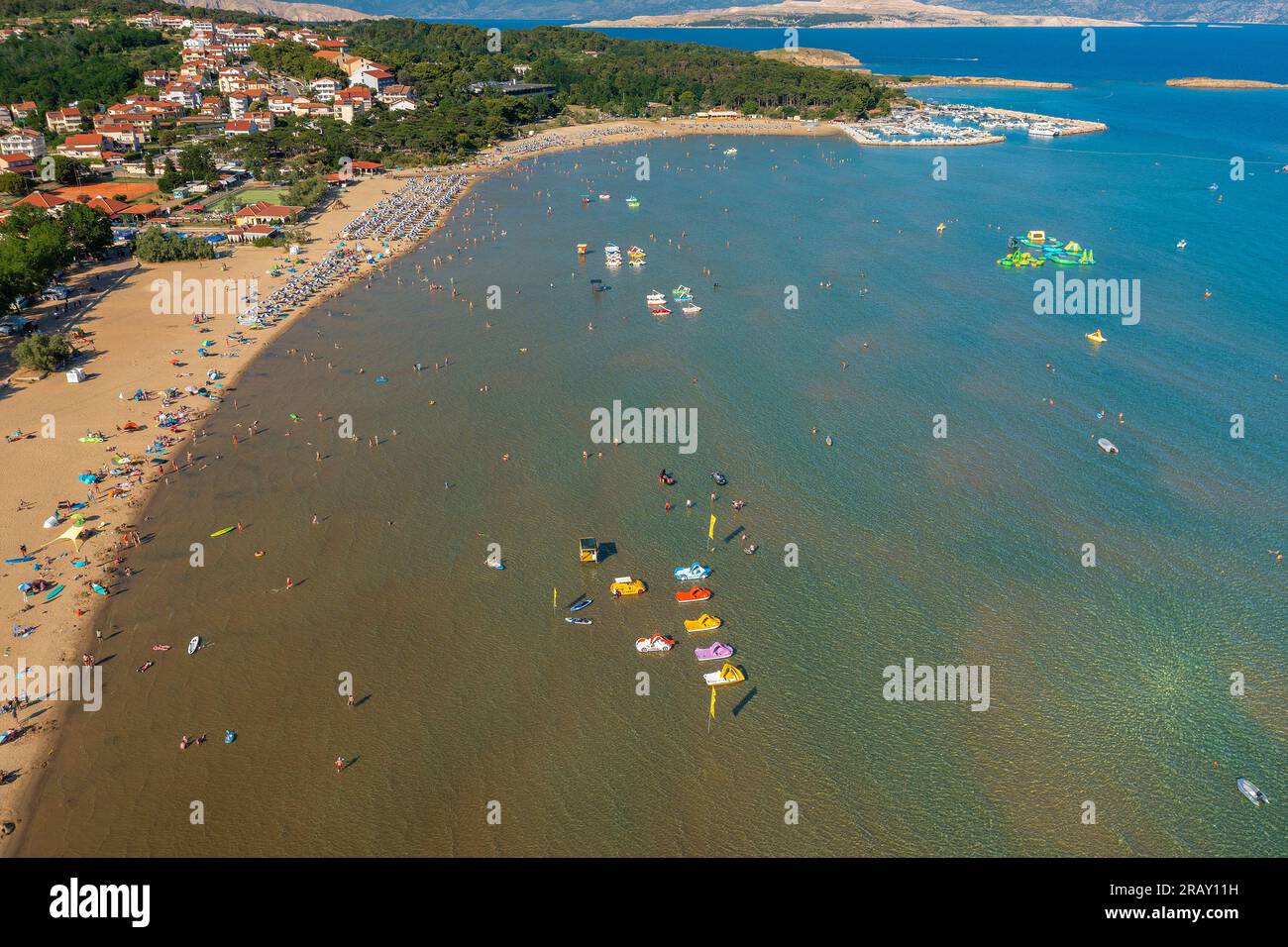 Aerial view of Rajska plaza (The Paradise Beach) on Rab Island, Croatia Stock Photo