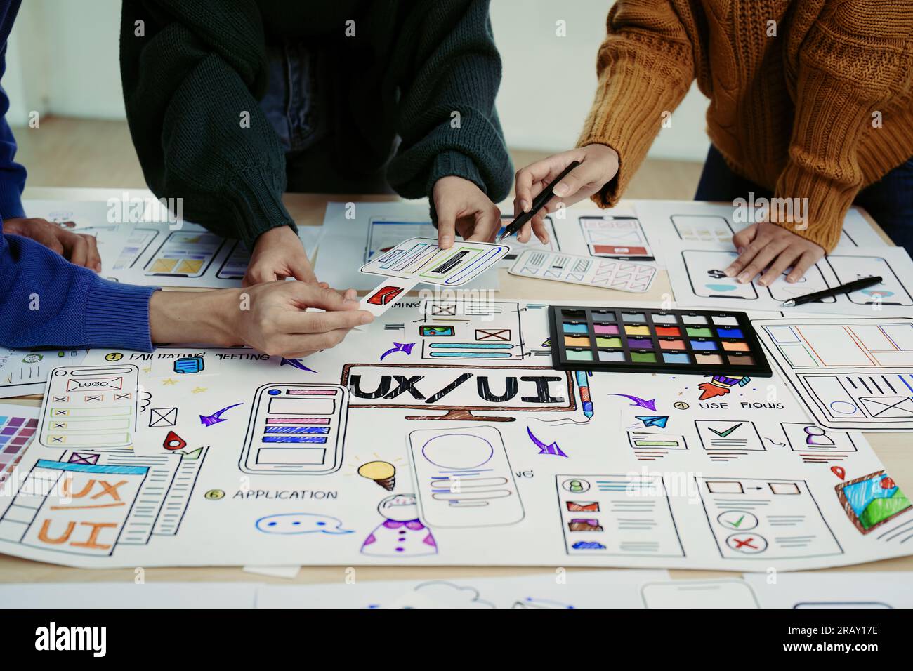Team of Creative Web, Graphic Designer planning for mobile phone ...