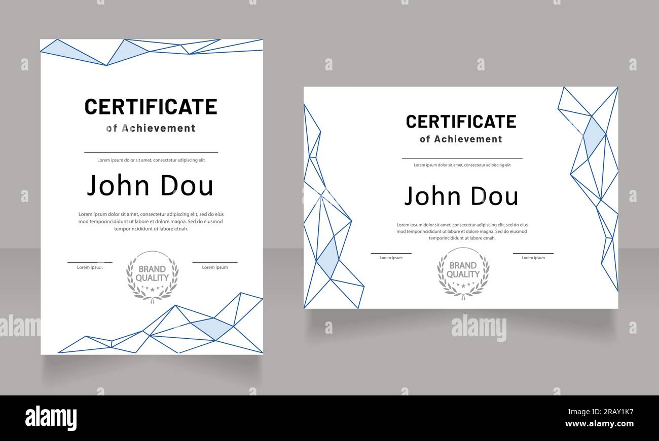 Psychology class achievement certificates design template set Stock