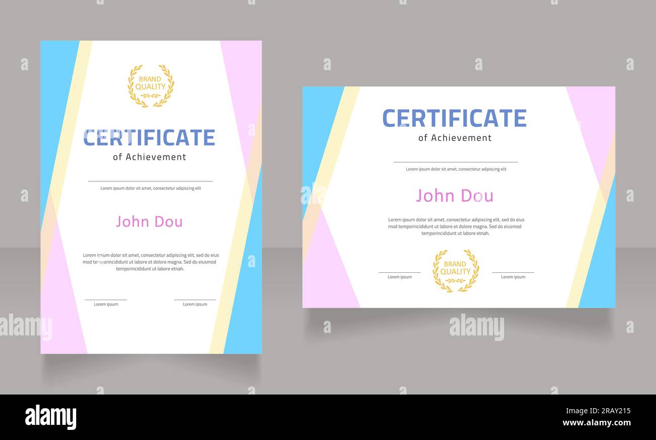 Achievement in sports certificate design template set Stock Vector