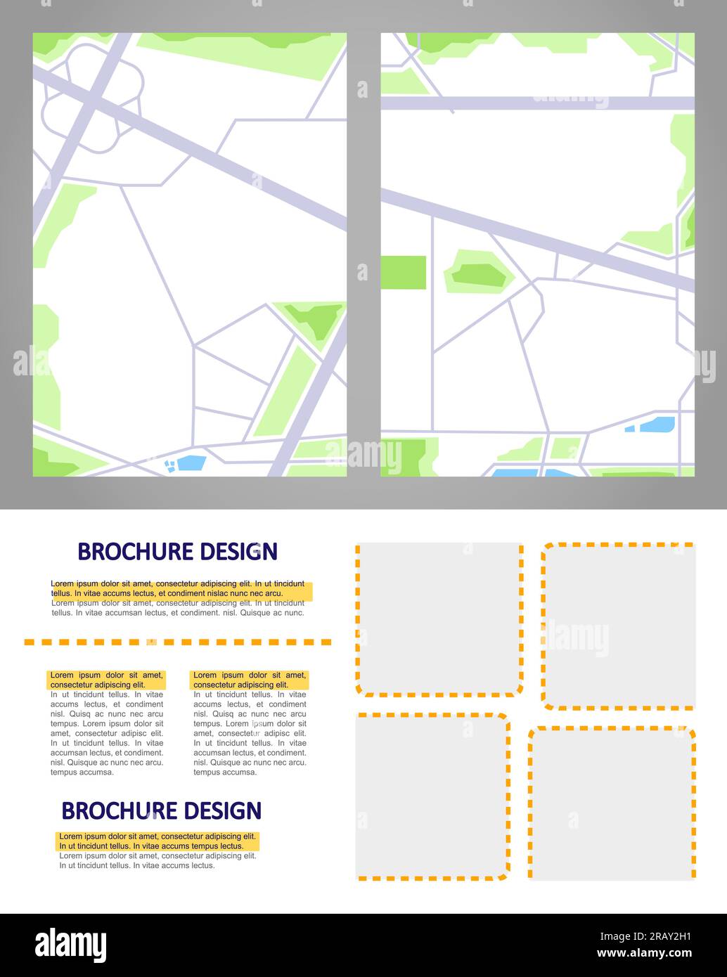 Road infrastructure blank brochure design elements set Stock Vector ...