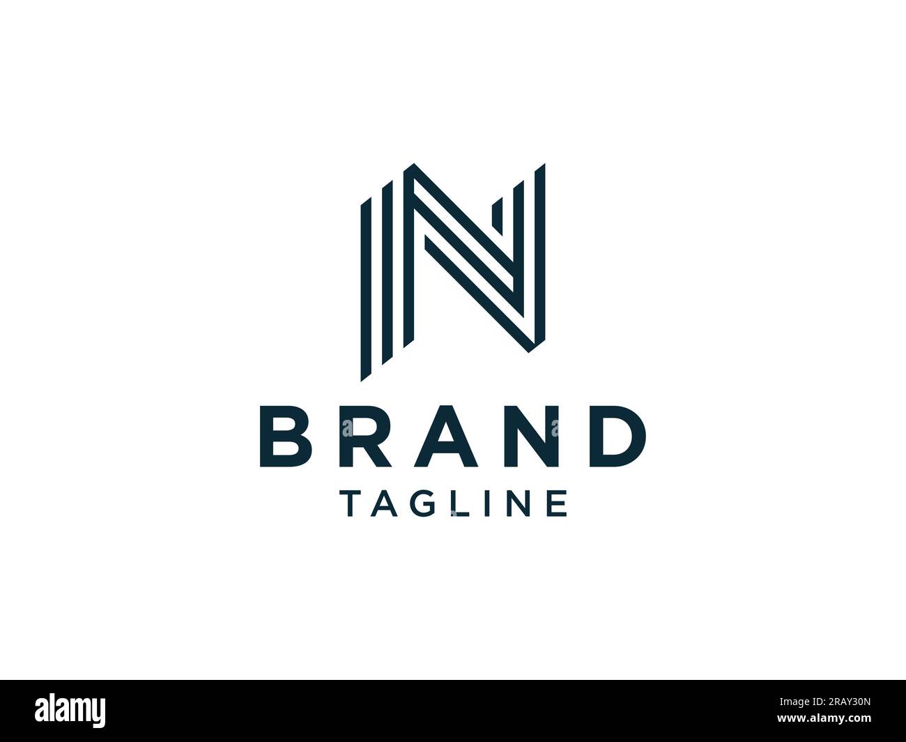 Abstract Initial Letter N Logo Square Rounded Line. Flat Vector Logo Design Template Element. Stock Vector
