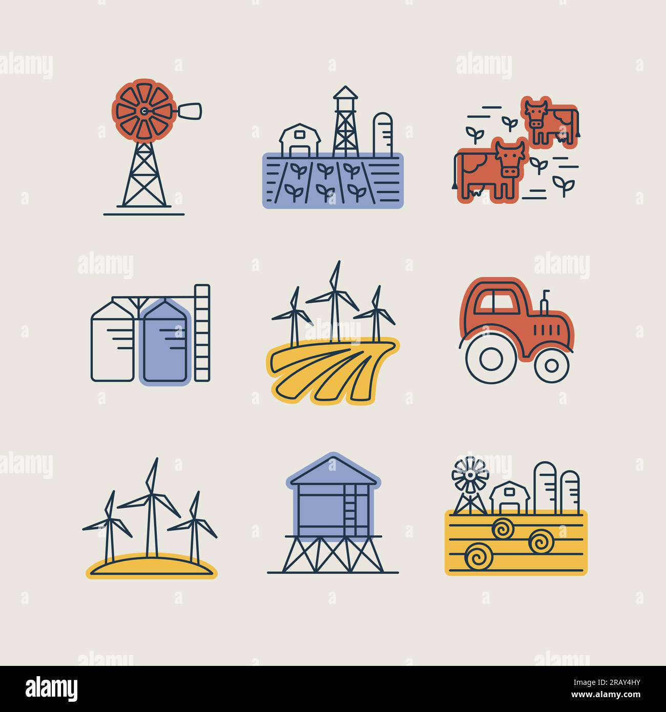 Farm Field isolated icon set. Agriculture sign. Graph symbol for your ...