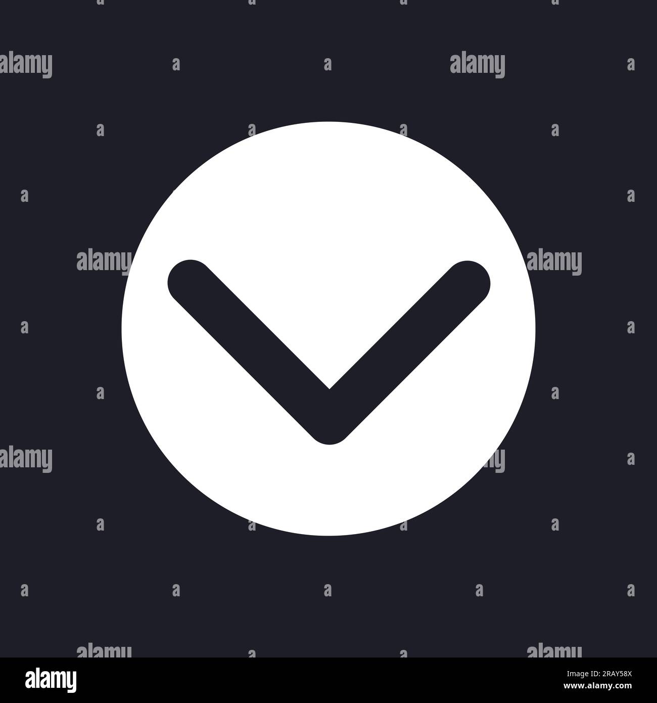 Downward direction button dark mode glyph ui icon Stock Vector