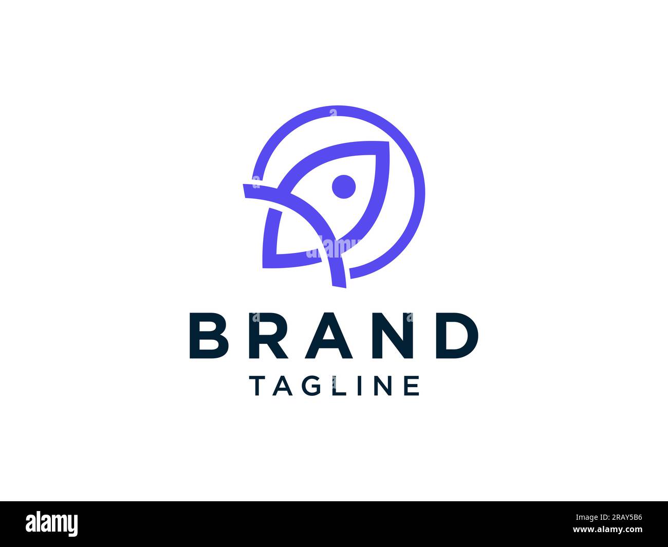 Rocket Logo. Blue Geometric Shapes Simple Rocket Icon isolated on White Background. Usable for Business and Technology Logos. Flat Vector Logo Design Stock Vector