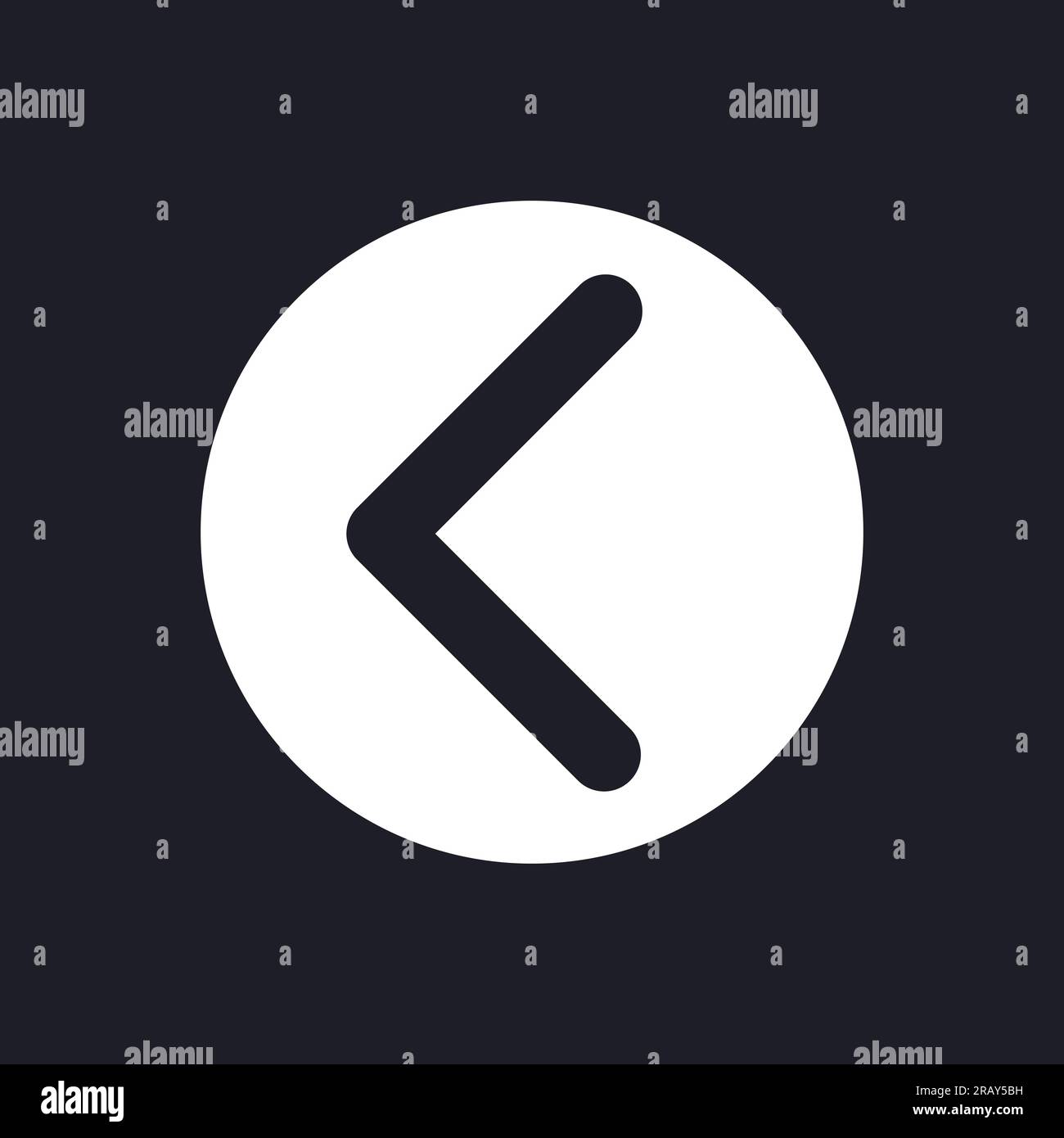 Left direction arrow dark mode glyph ui icon Stock Vector
