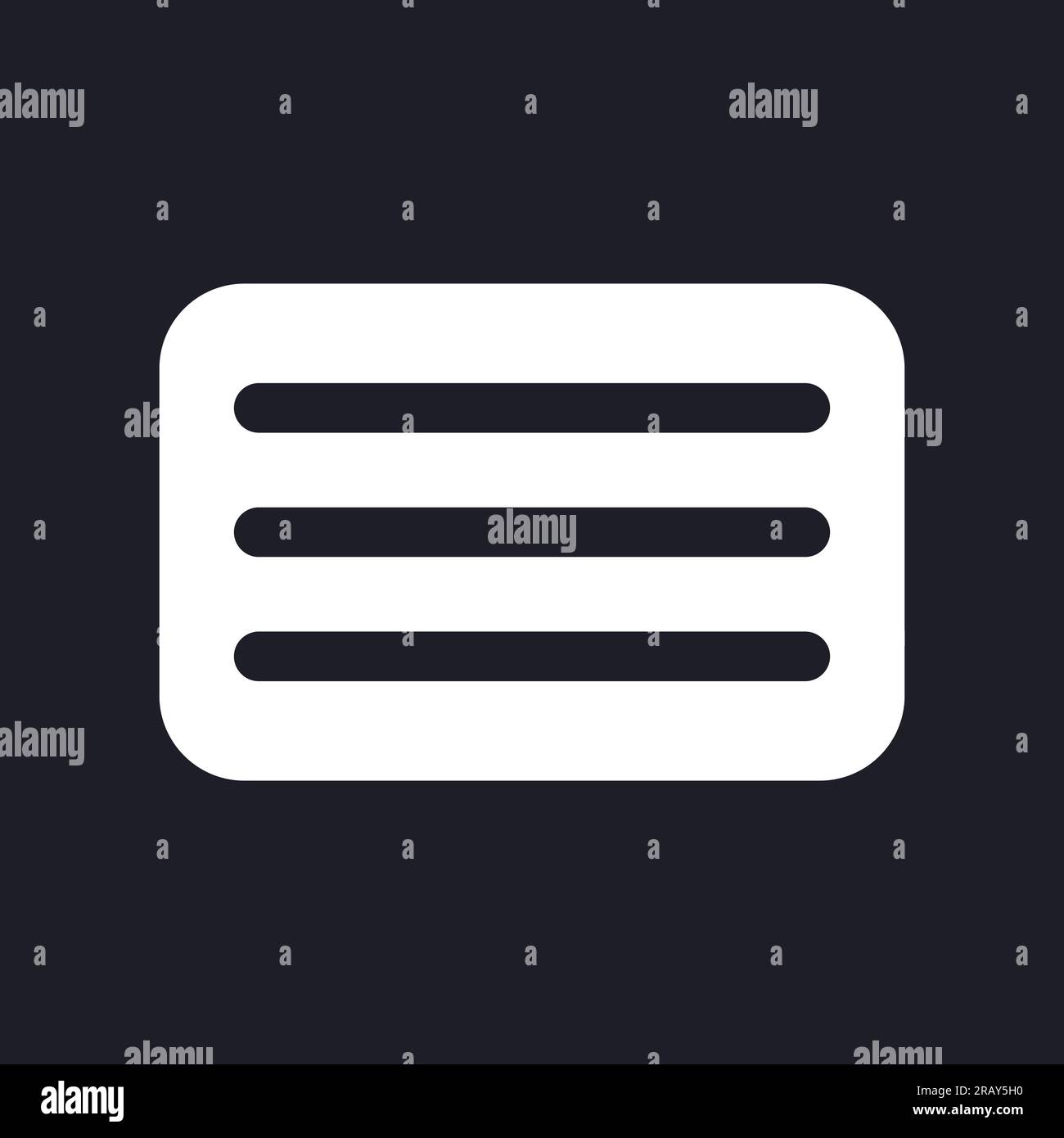 Hamburger menu button dark mode glyph ui icon Stock Vector