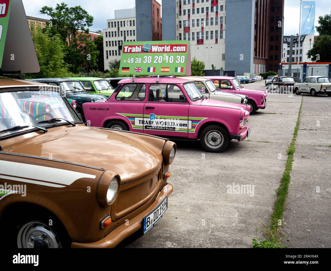 Trabant cars for hire to tourists in Berlin, Germany Stock Photo
