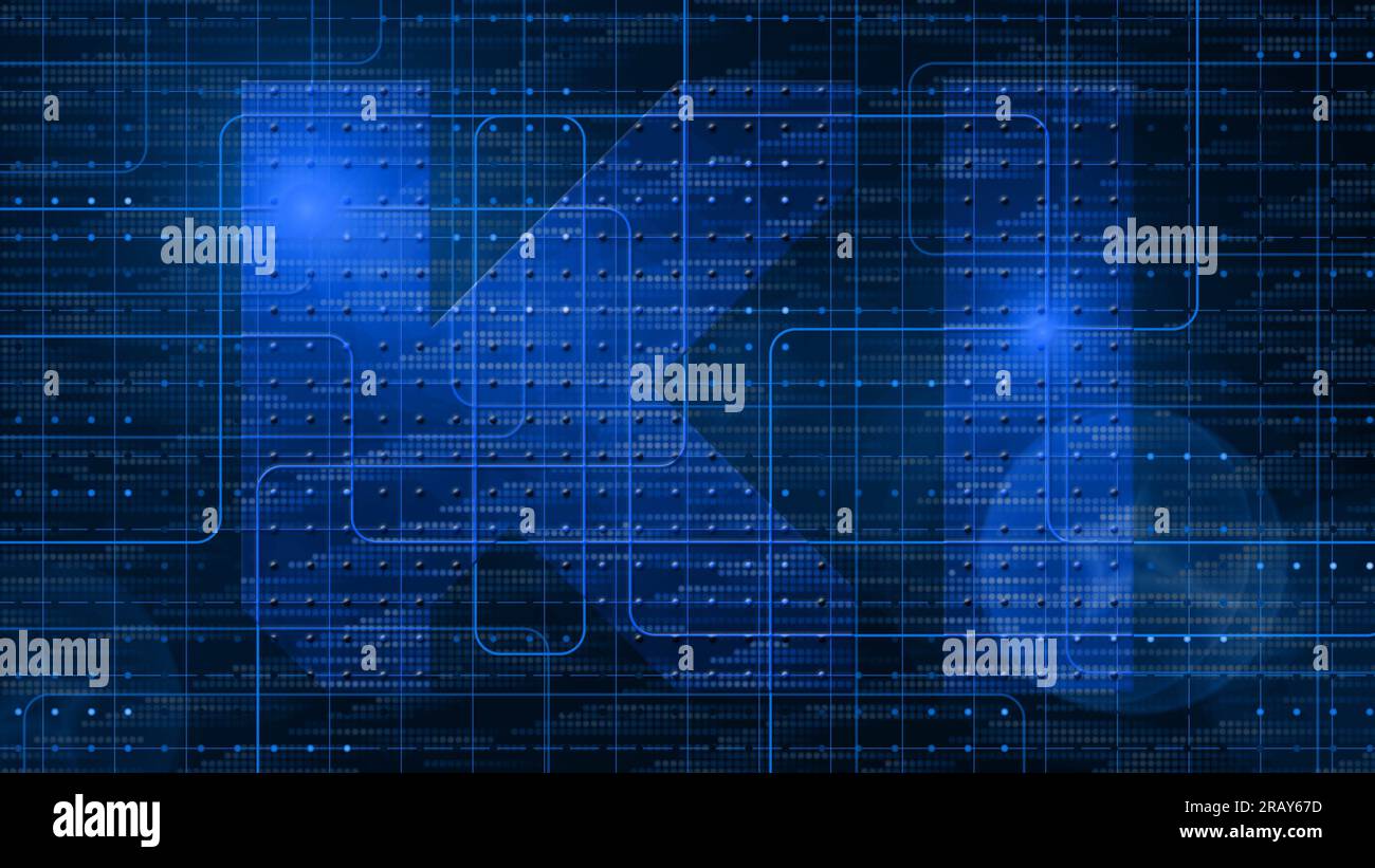 KI lettering in center of various graphic elements on blue digital