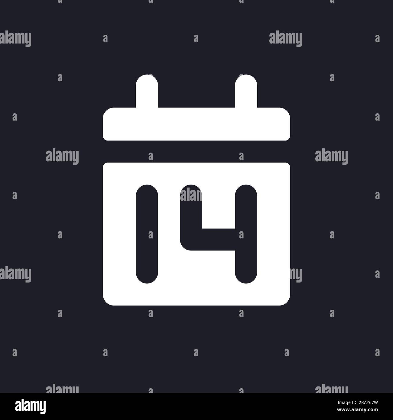 Calendar application dark mode glyph ui icon Stock Vector