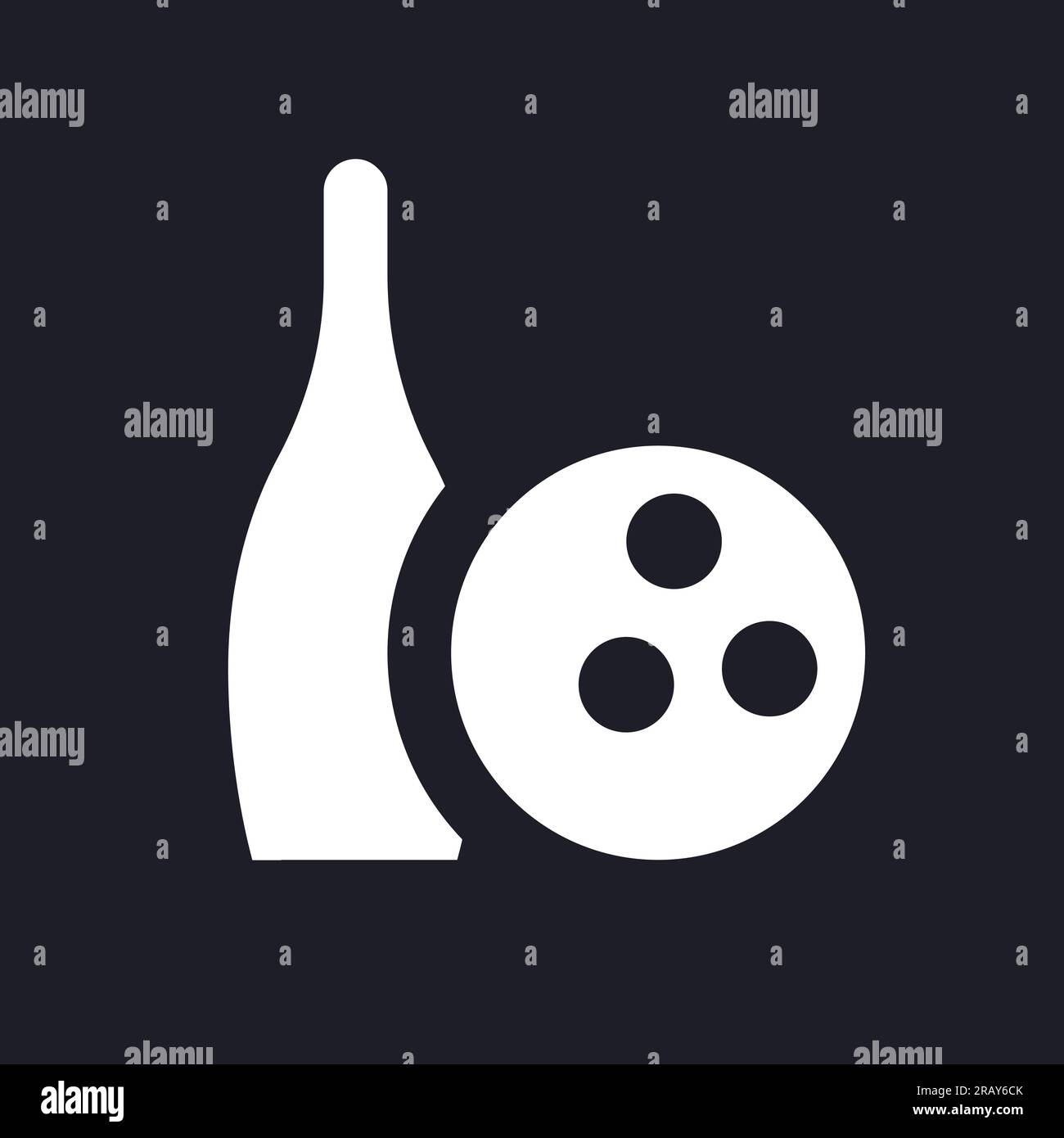 Bowling equipment dark mode glyph ui icon Stock Vector