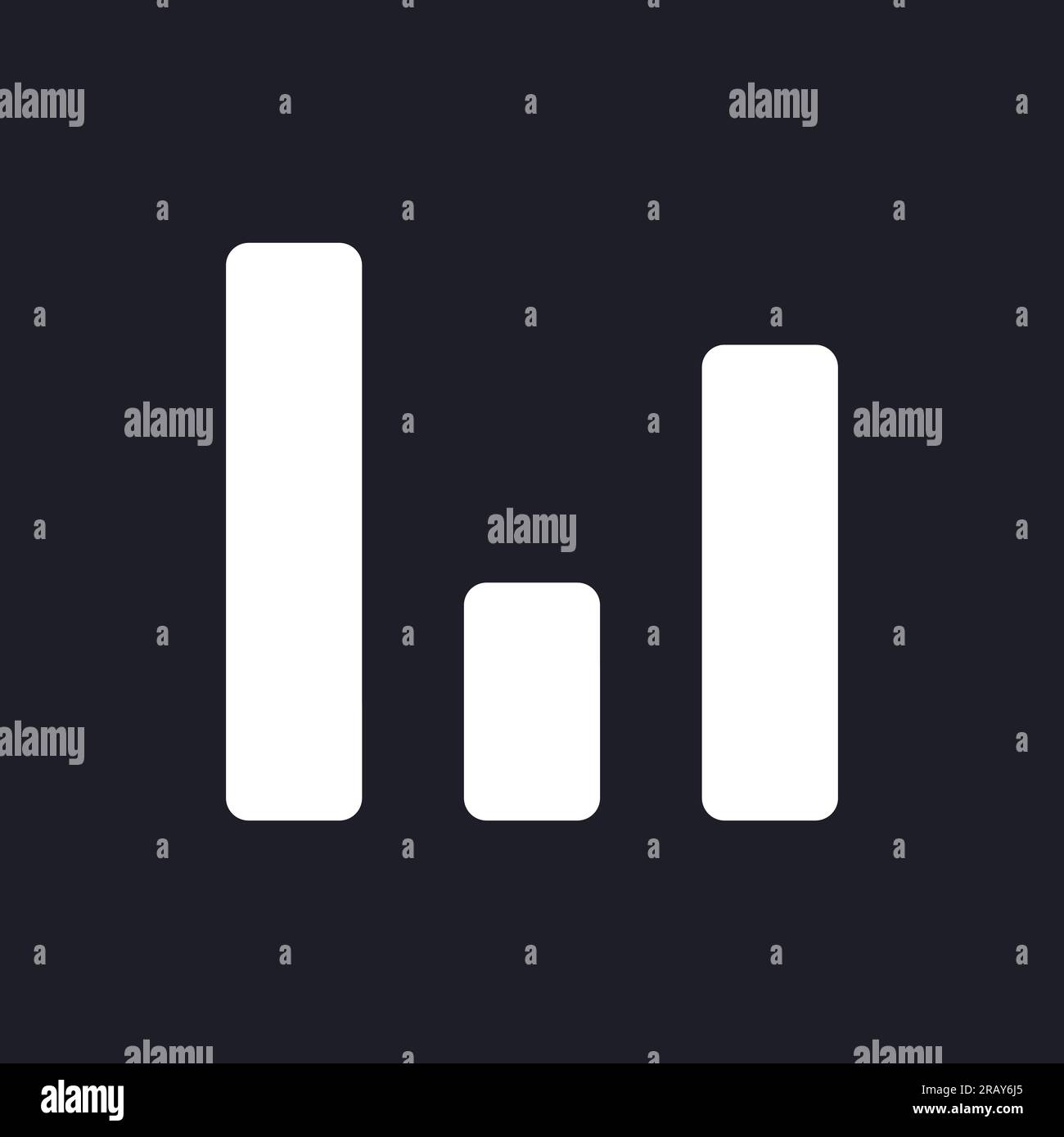 Column chart dark mode glyph ui icon Stock Vector