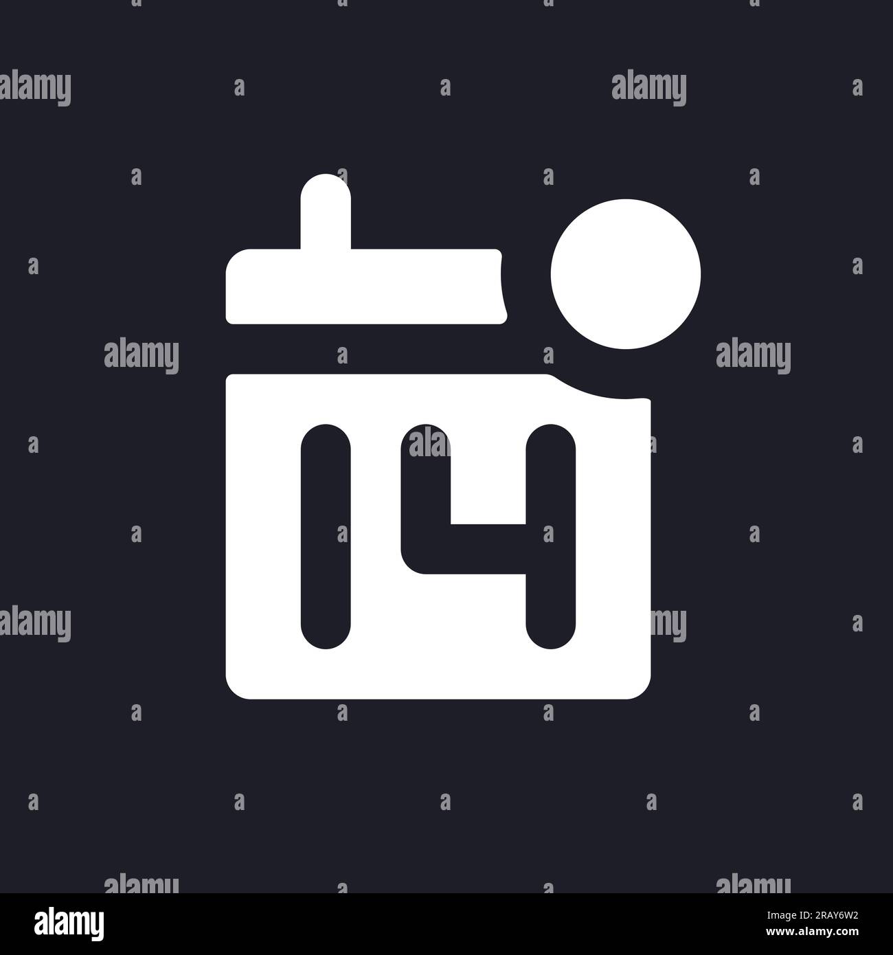 Calendar reminder dark mode glyph ui icon Stock Vector