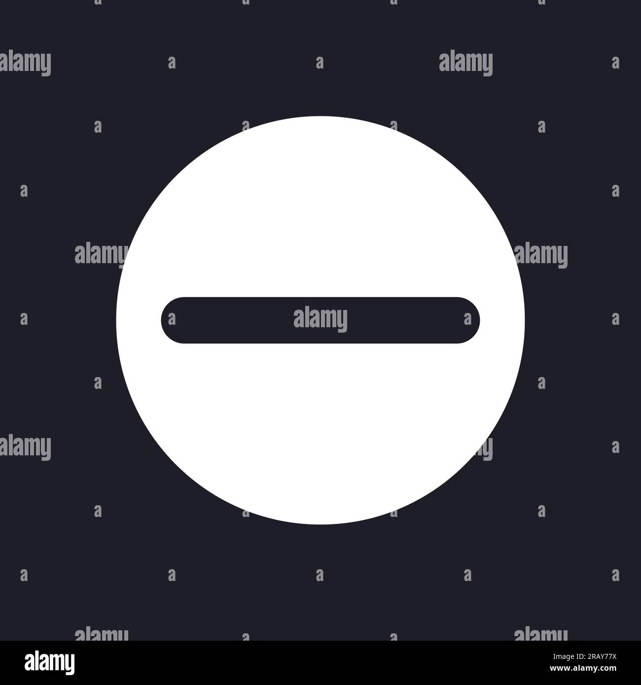 Subtraction button dark mode glyph ui icon Stock Vector