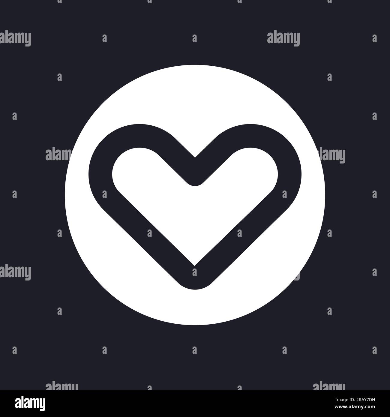 Heart dark mode glyph ui icon Stock Vector
