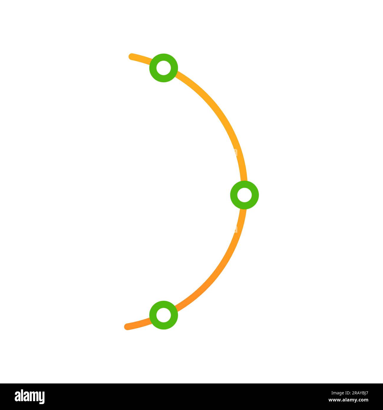 Orange curved line with green points vector design element Stock Vector