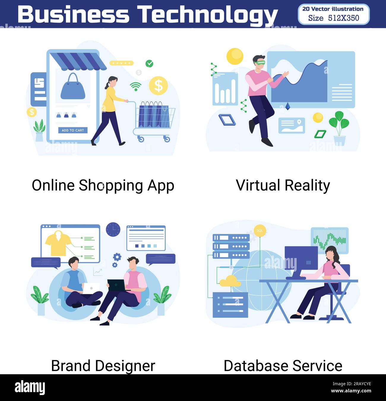Set of 20 Technology is a unique illustration. Flat vector illustrations. This illustration really helps your digital needs. Stock Vector