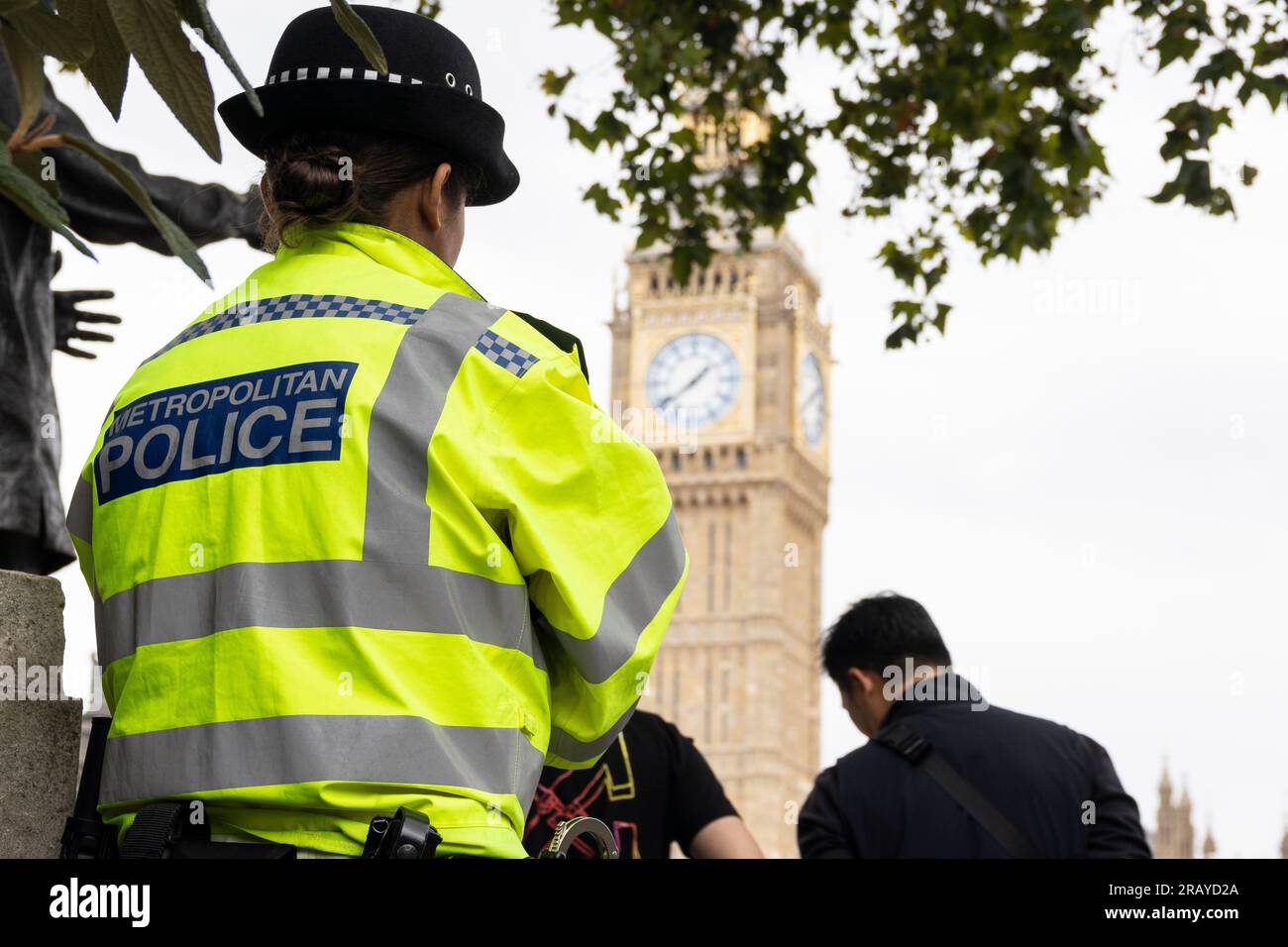 MET Police deployed at Parliament Square to protect protesters. Stock Photo