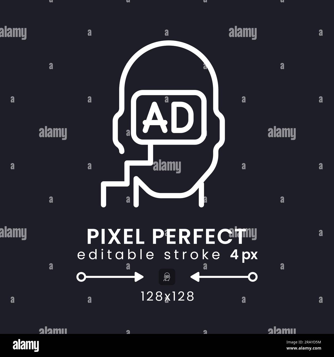 Subliminal advertising white linear desktop icon on black Stock Vector