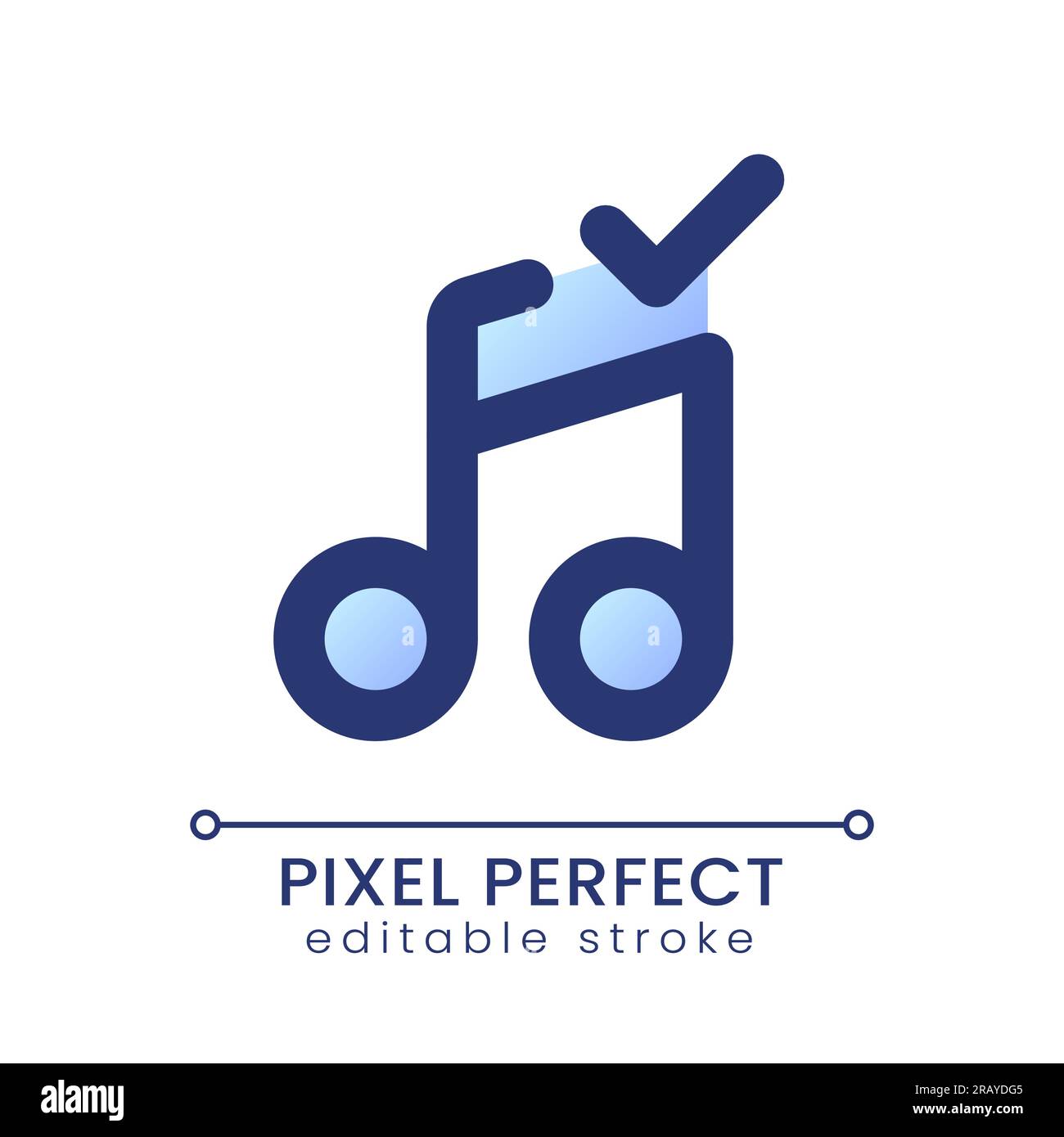 Confirmed music pixel perfect gradient fill ui icon Stock Vector