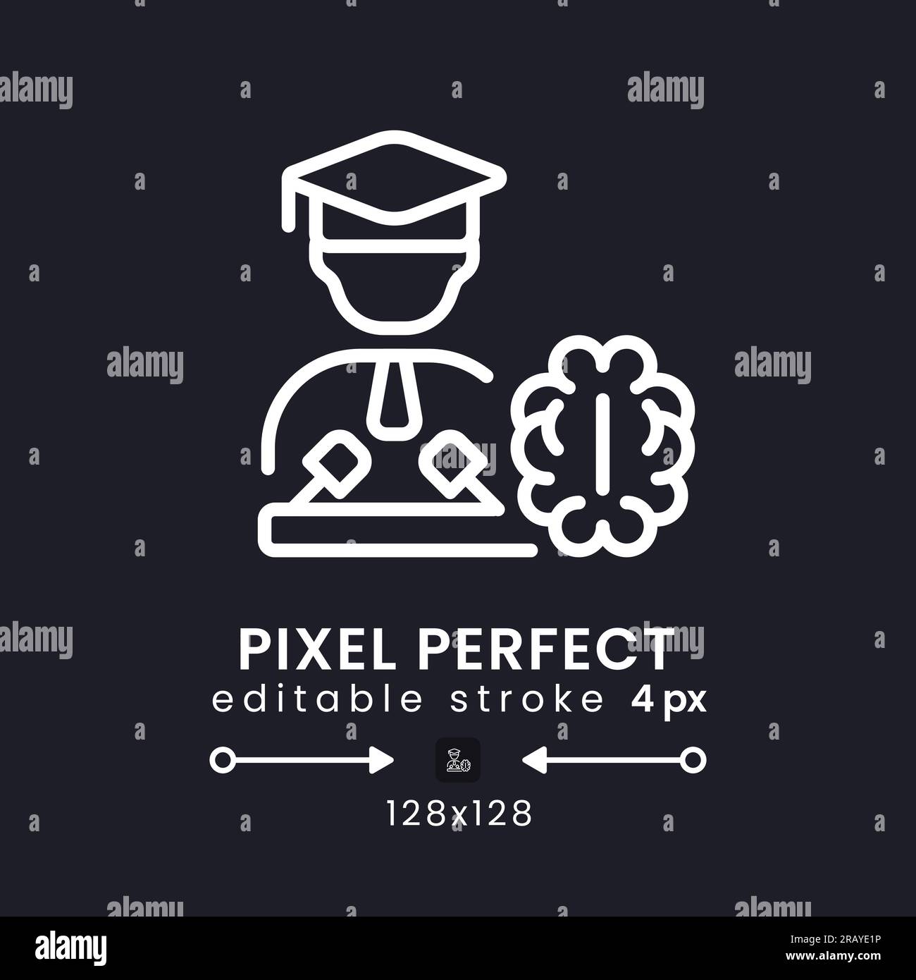 Neuro influencer white linear desktop icon on black Stock Vector