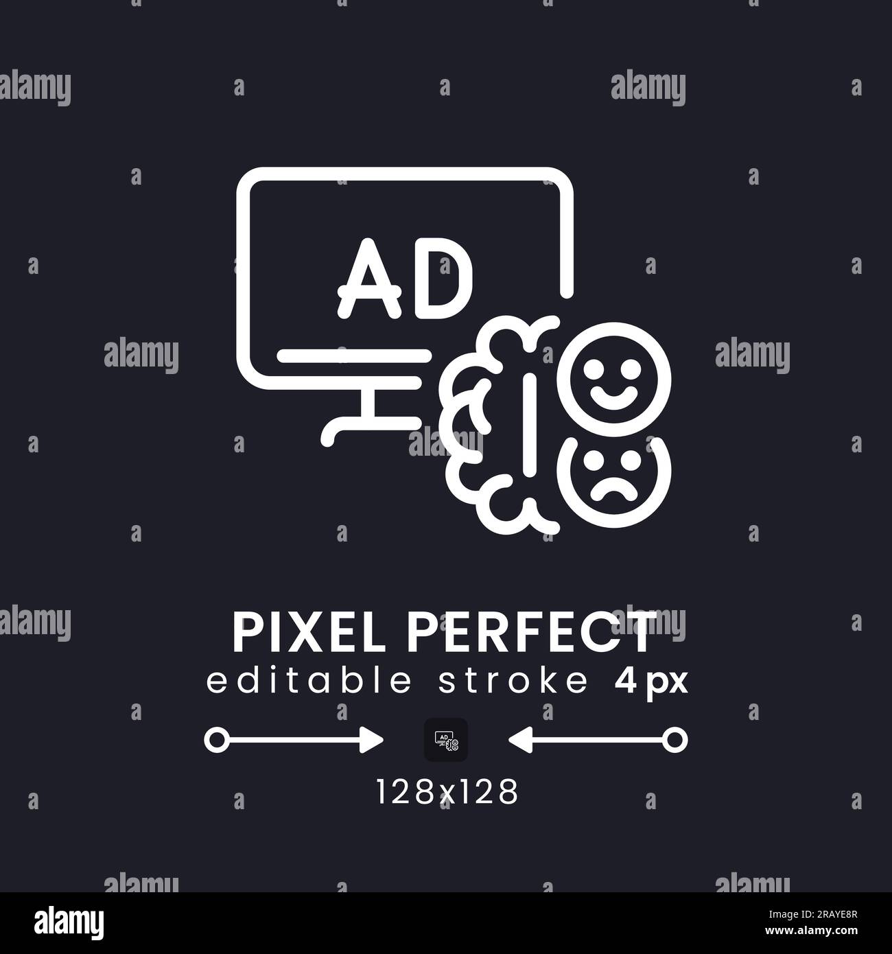 Neural engagement white linear desktop icon on black Stock Vector