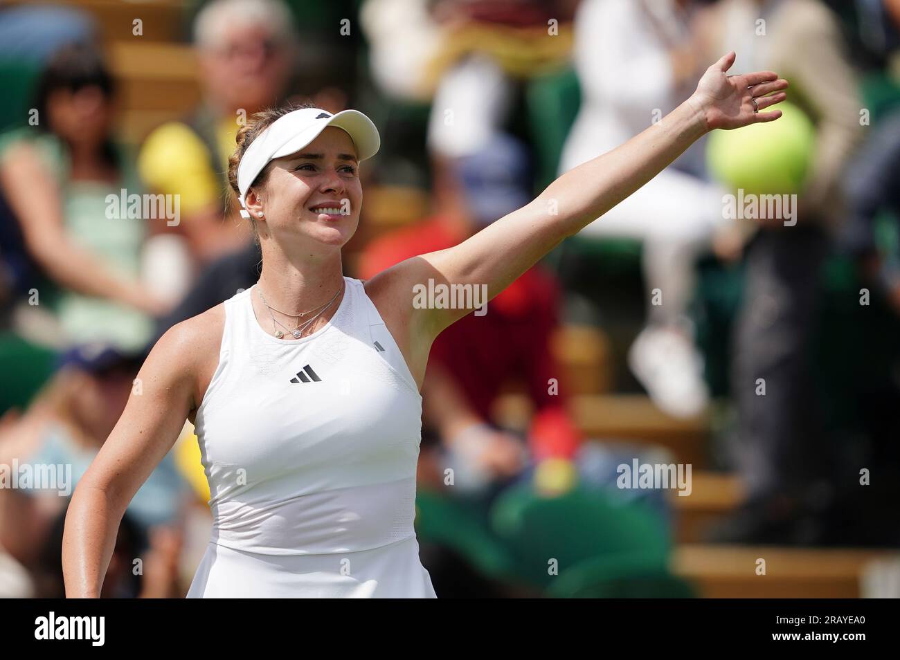 Elina Svitolina celebrates victory over Elise Mertens (not pictured) on