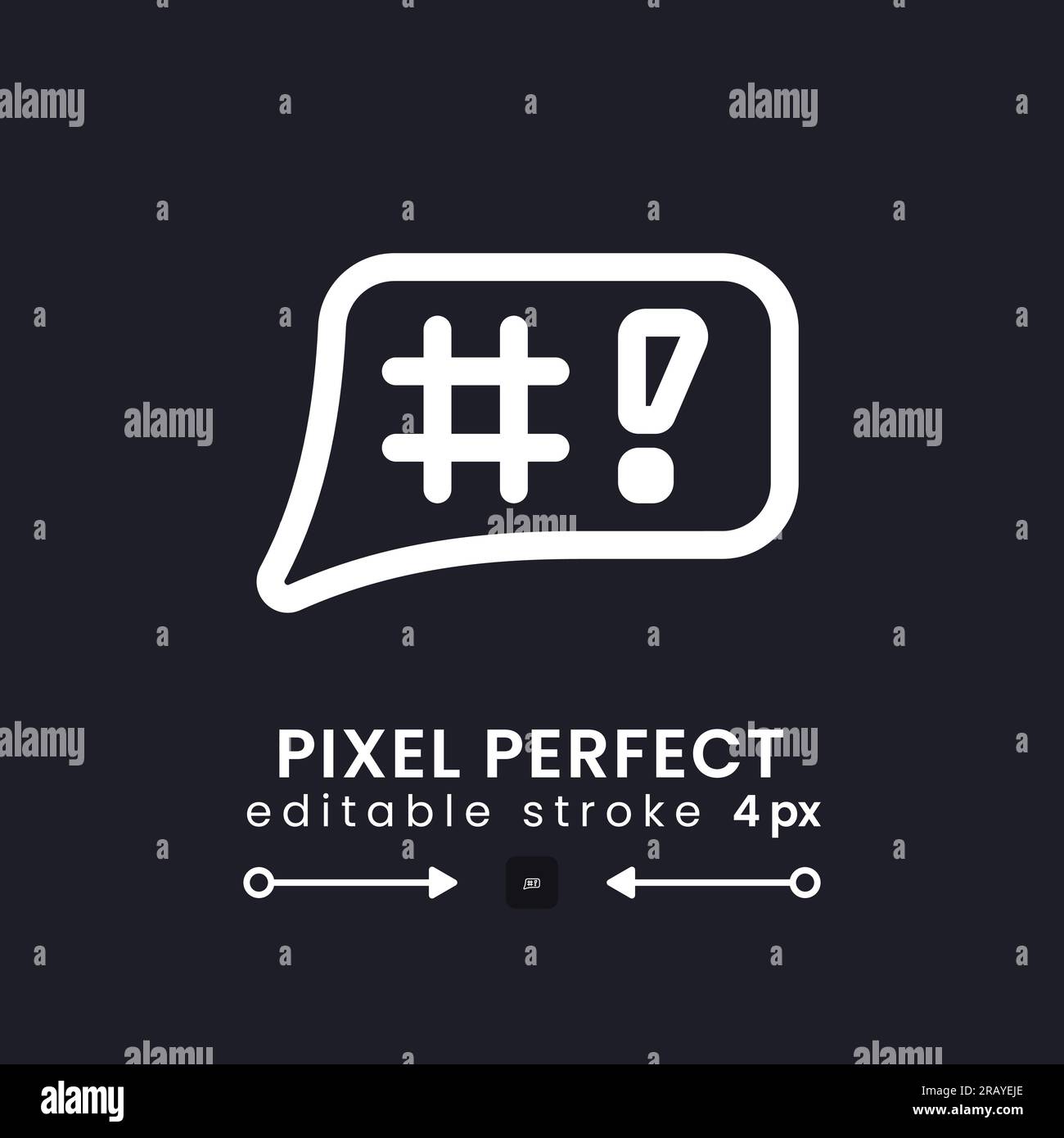 Speech bubble with symbols white linear desktop icon on black Stock ...