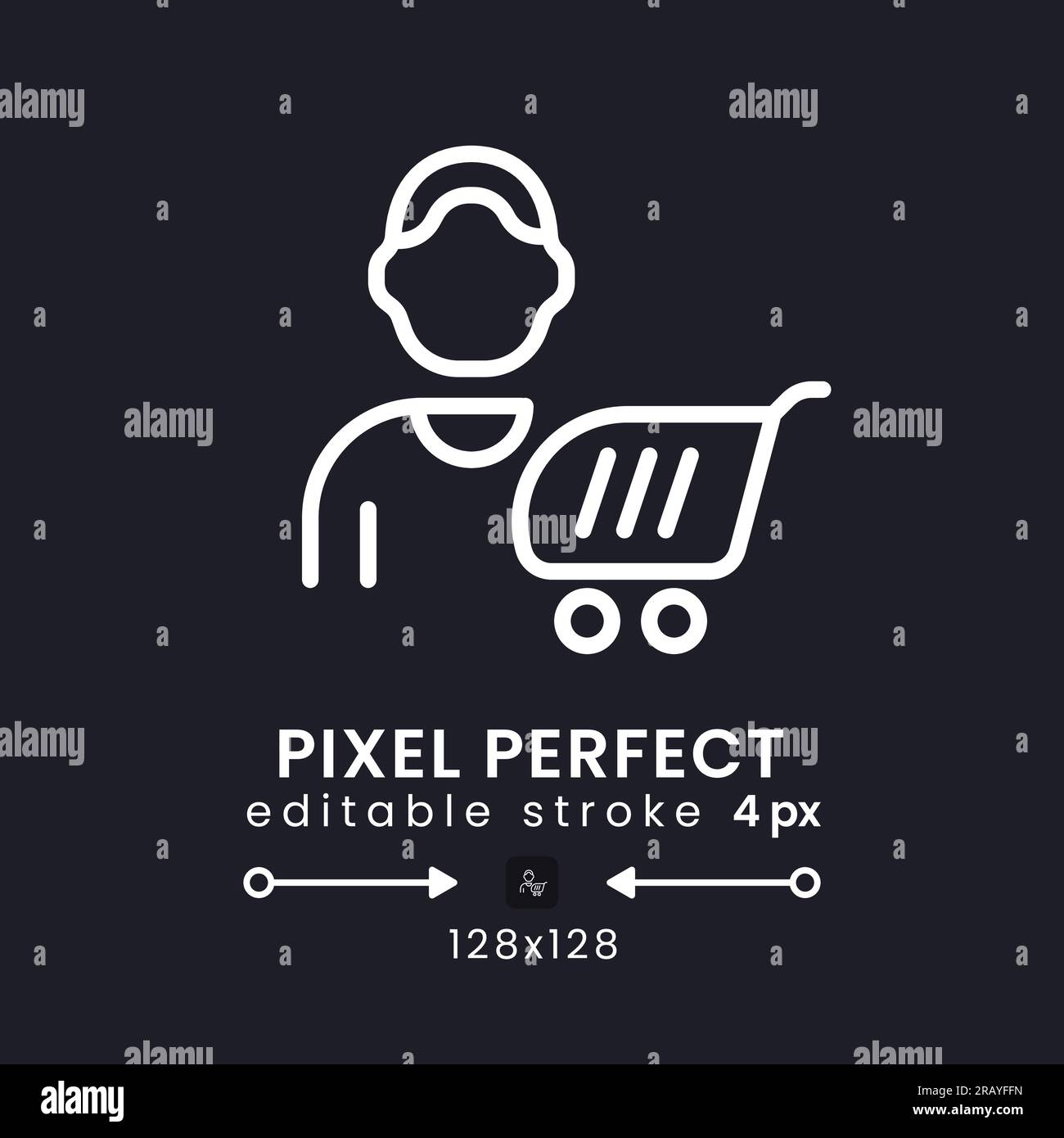 Consumer behavior white linear desktop icon on black Stock Vector
