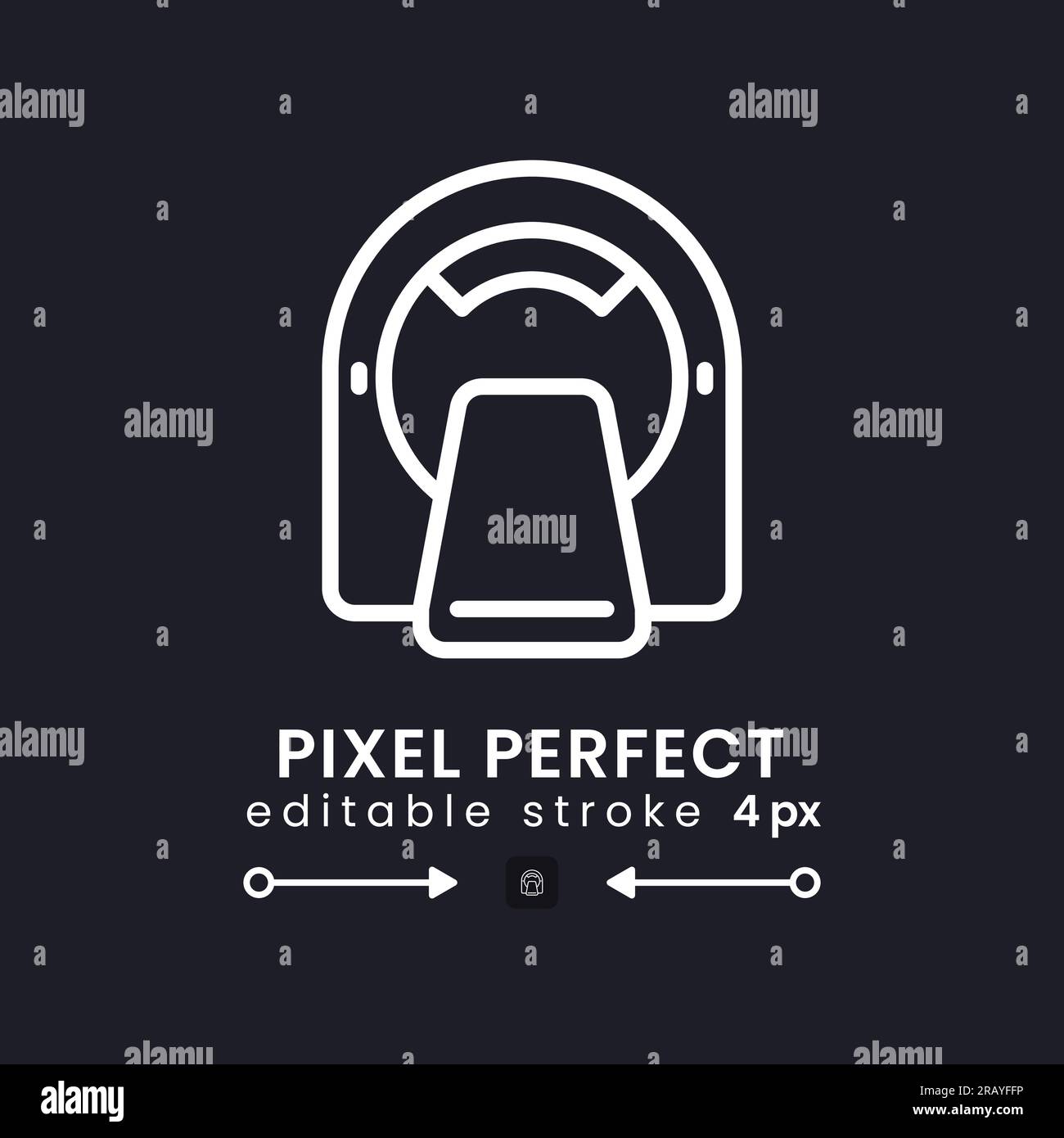 MRI machine white linear desktop icon on black Stock Vector