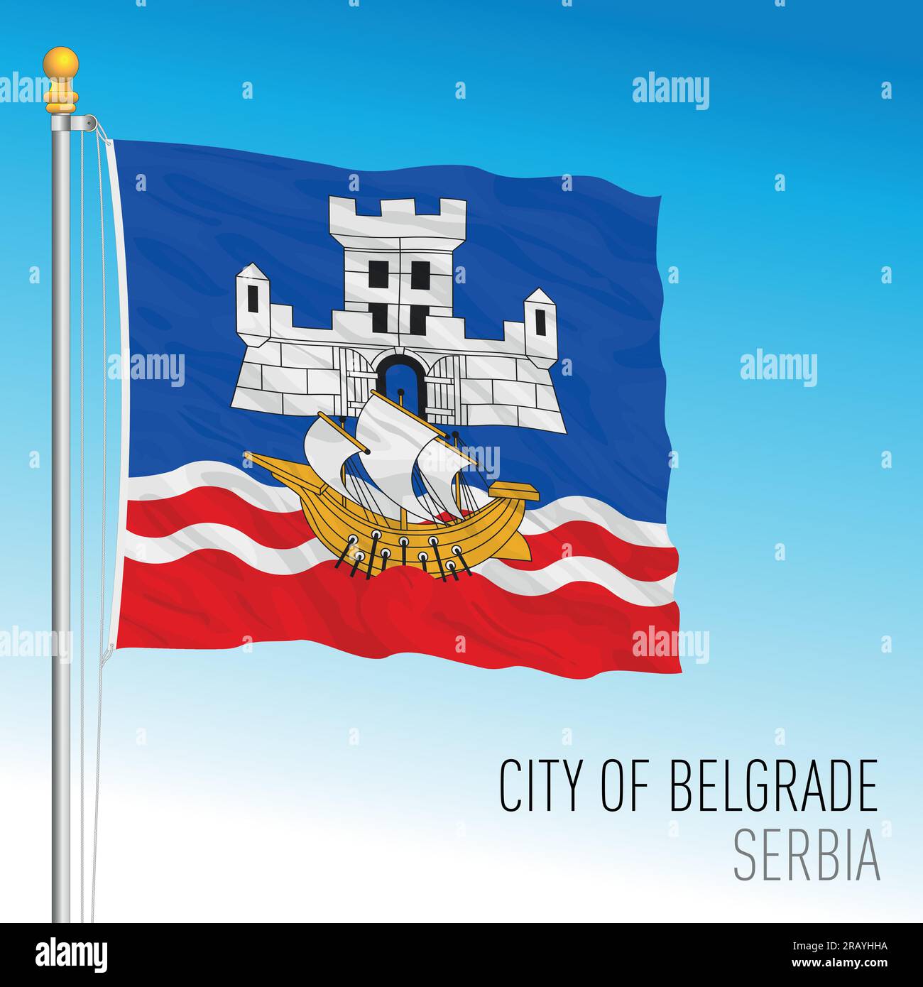 Flag of Belgrade city, Serbia, Europe, vector illustration Stock Vector