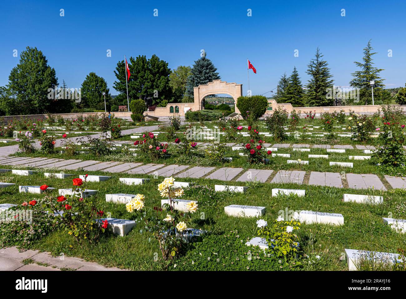 Afyon, Dumlupınar, Türkiye 30 Haziran 2023;Victory Monuments and cemetery in Dumlupinar.The Battle of Dumlupinar was the last battle in the Greco-Turk Stock Photo