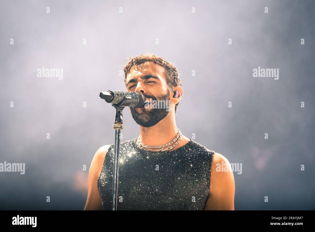 Torino, Italia. 5 luglio 2023. the Italian singer Marco Mengoni performed live on the stage of the Stadio Grande Torino. Credit: Andrea Pinna Stock Photo