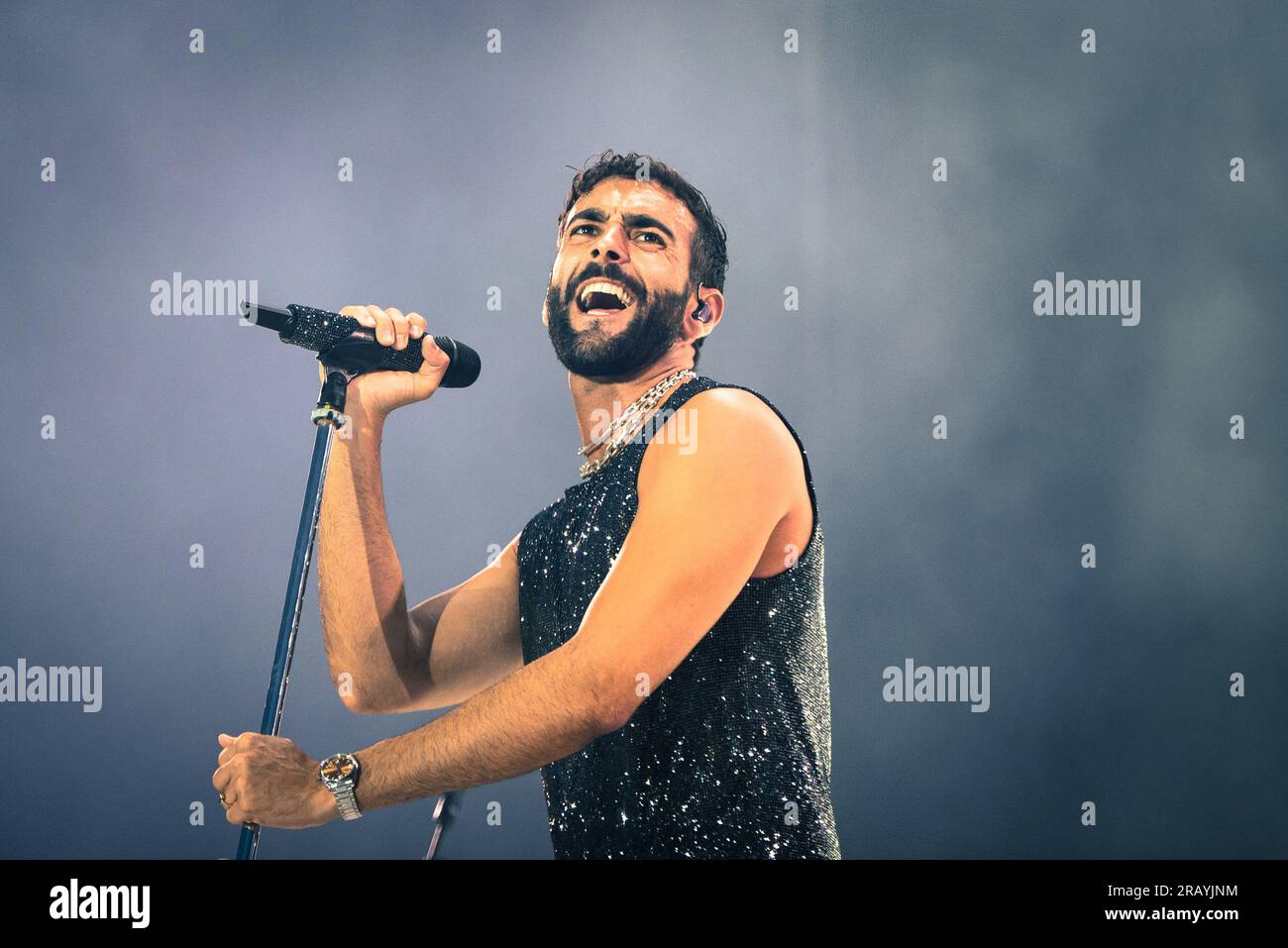 Torino, Italia. 5 luglio 2023. the Italian singer Marco Mengoni performed live on the stage of the Stadio Grande Torino. Credit: Andrea Pinna Stock Photo