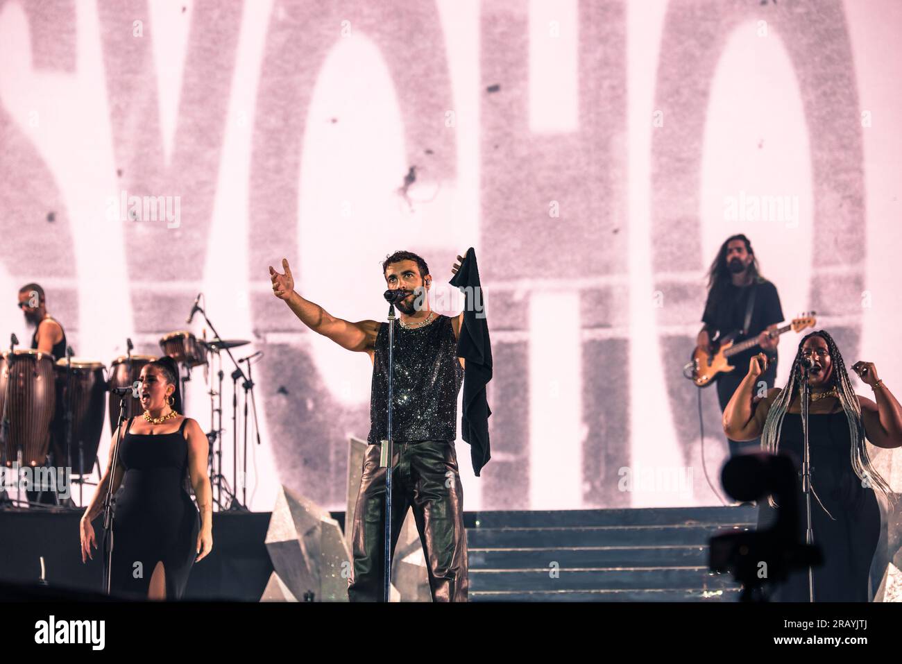 Torino, Italia. 5 luglio 2023. the Italian singer Marco Mengoni performed live on the stage of the Stadio Grande Torino. Credit: Andrea Pinna Stock Photo