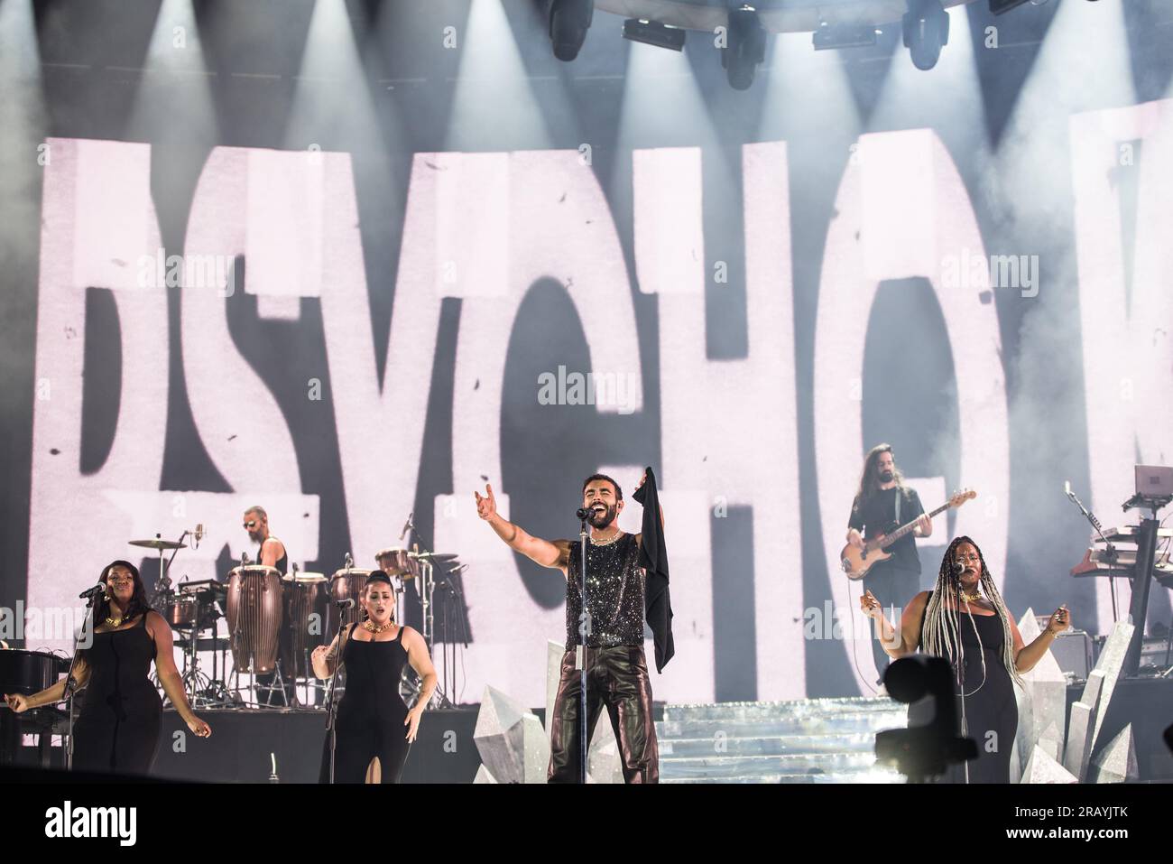 Torino, Italia. 5 luglio 2023. the Italian singer Marco Mengoni performed live on the stage of the Stadio Grande Torino. Credit: Andrea Pinna Stock Photo