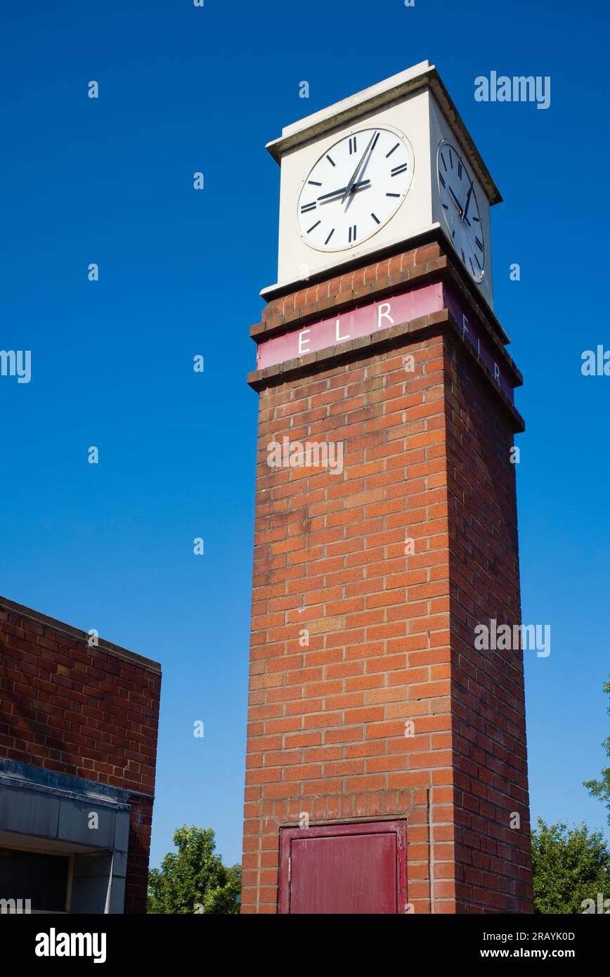 Clock tower at the East Lancashire Railway station in Bury Stock Photo