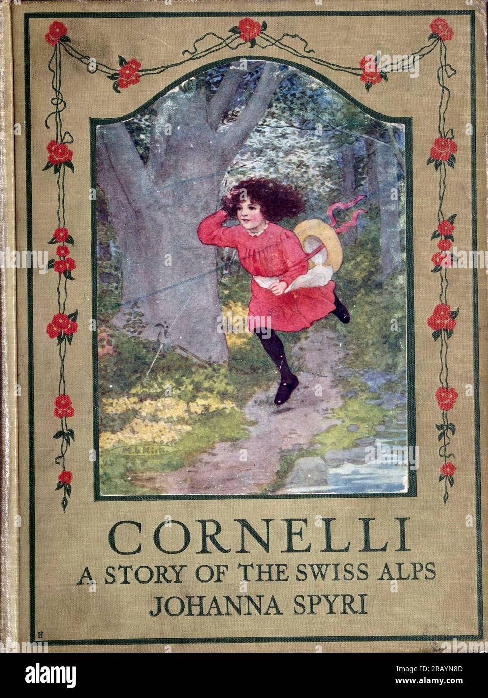 front cover illustrated by Maria L. Kirk from the book ' Cornelli; a story of the Swiss Alps ' by Spyri, Johanna, 1827-1901 Publication date 1921 Publisher Philadelphia, London, J.B. Lippincott company. Johanna Louise Spyri (12 June 1827 – 7 July 1901) was a Swiss author of novels, notably children's stories. She wrote the popular book Heidi. Born in Hirzel, a rural area in the canton of Zürich, as a child she spent several summers near Chur in Graubünden, the setting she later would use in her novels. Stock Photo