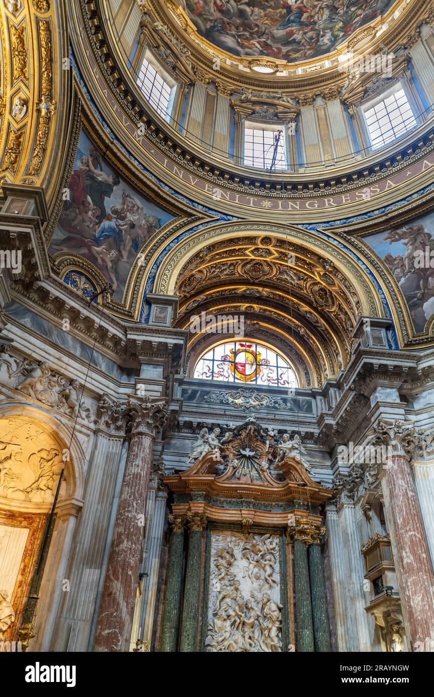 Ceiling and interiors of St Agnese in Agone church in Rome, Italy Stock Photo