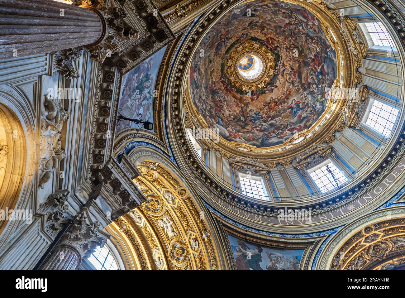 Ceiling and interiors of St Agnese in Agone church in Rome, Italy Stock Photo