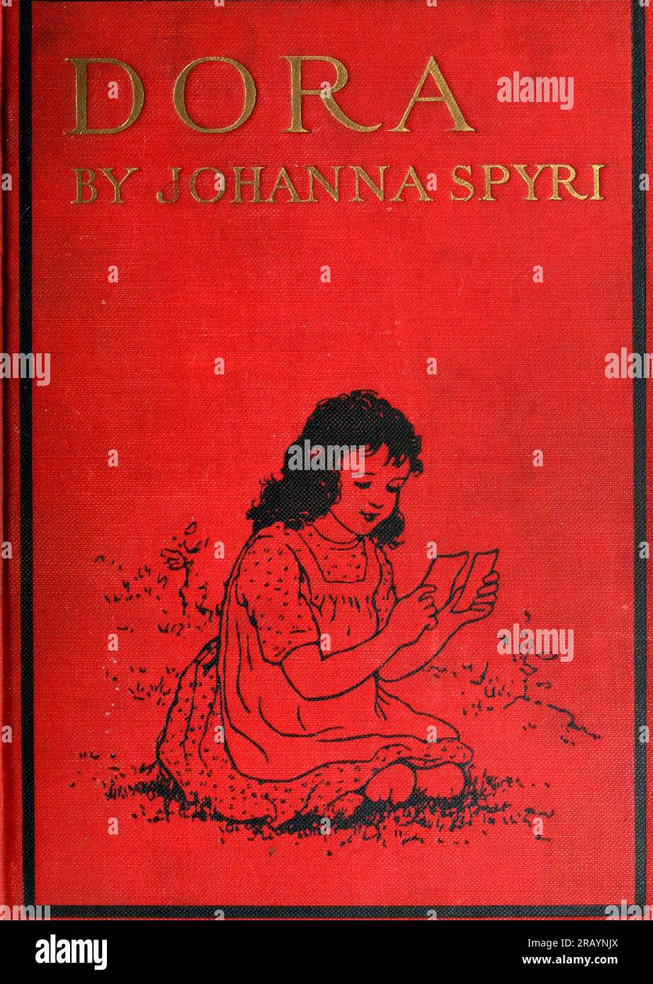 Front Cover in red and black illustrated by Maria L. Kirk from the book ' Dora ' by Spyri, Johanna, 1827-1901 Publication date 1924 Publisher Philadelphia & London, J.B. Lippincott Johanna Louise Spyri (12 June 1827 – 7 July 1901) was a Swiss author of novels, notably children's stories. She wrote the popular book Heidi. Born in Hirzel, a rural area in the canton of Zürich, as a child she spent several summers near Chur in Graubünden, the setting she later would use in her novels. Stock Photo