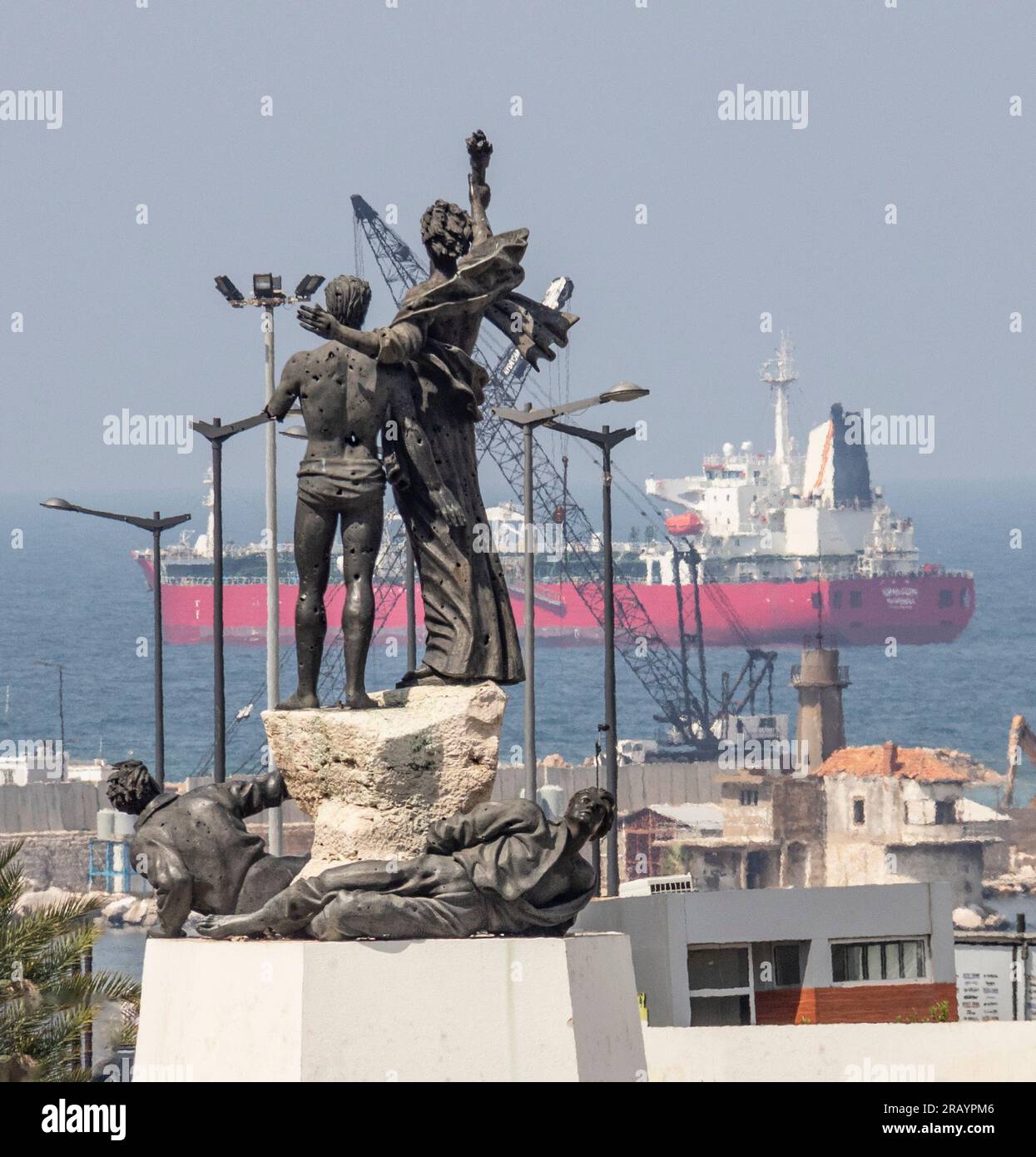 Martyrs' Statue In Downtown Beirut Overlooking Port Of Beirut Stock ...