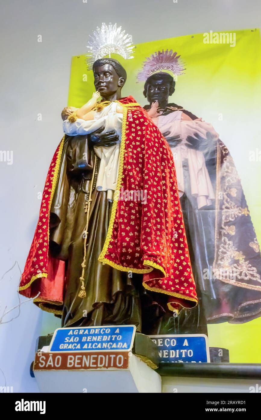 Rio de Janeiro, Brazil June 15, 2023 Statue of saint Benedict or Sao
