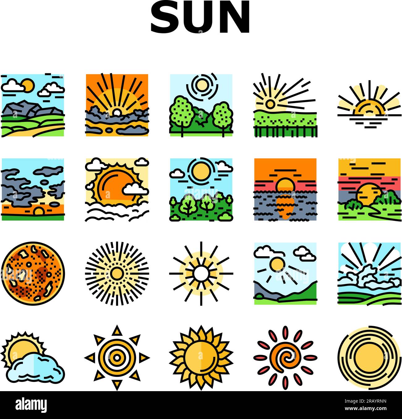 sun summer sunlight light icons set vector Stock Vector Image & Art - Alamy