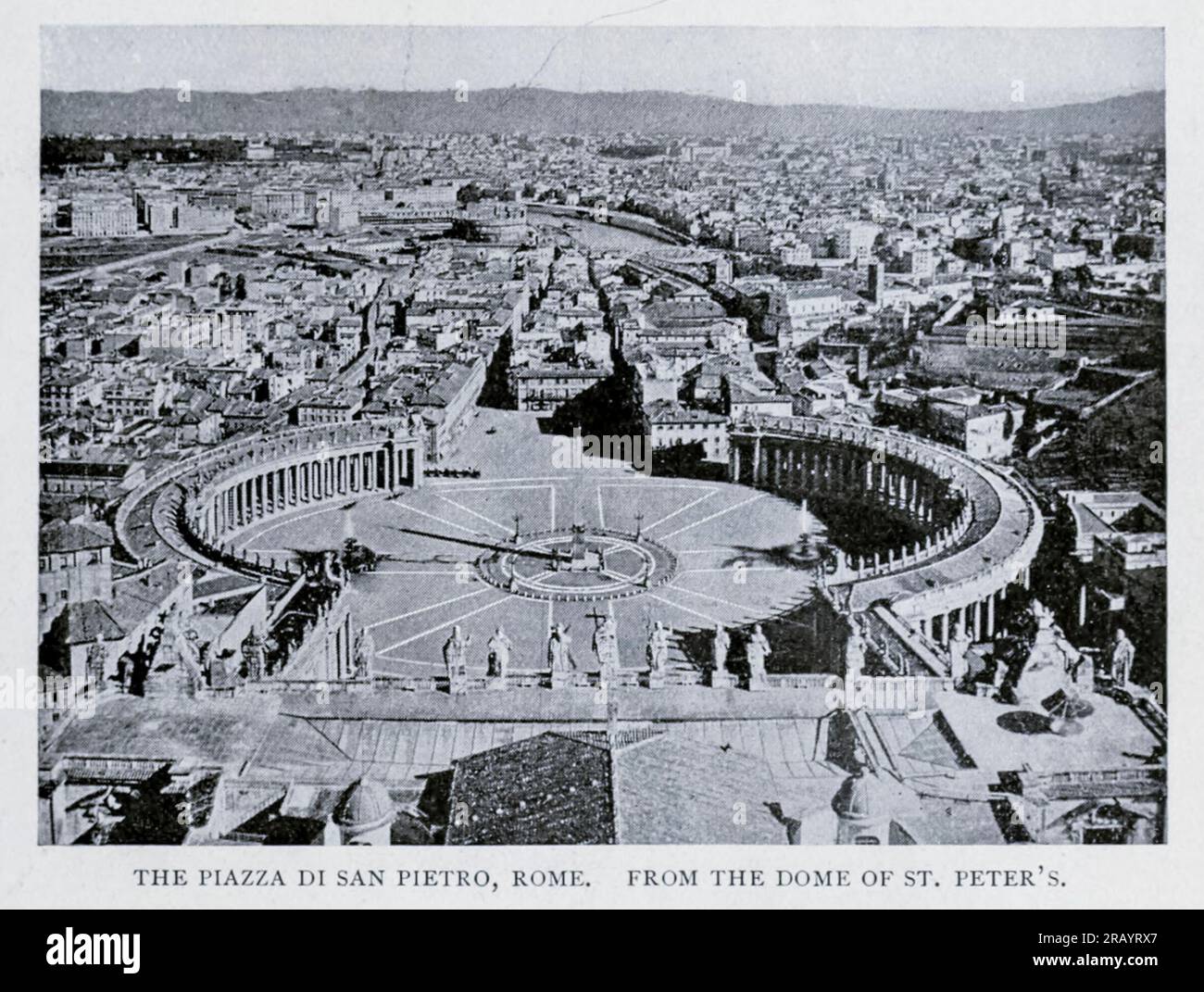 Ss Rome 1896 The Piazza di San Pietro, Rome from dome of St. Peter's from the ...