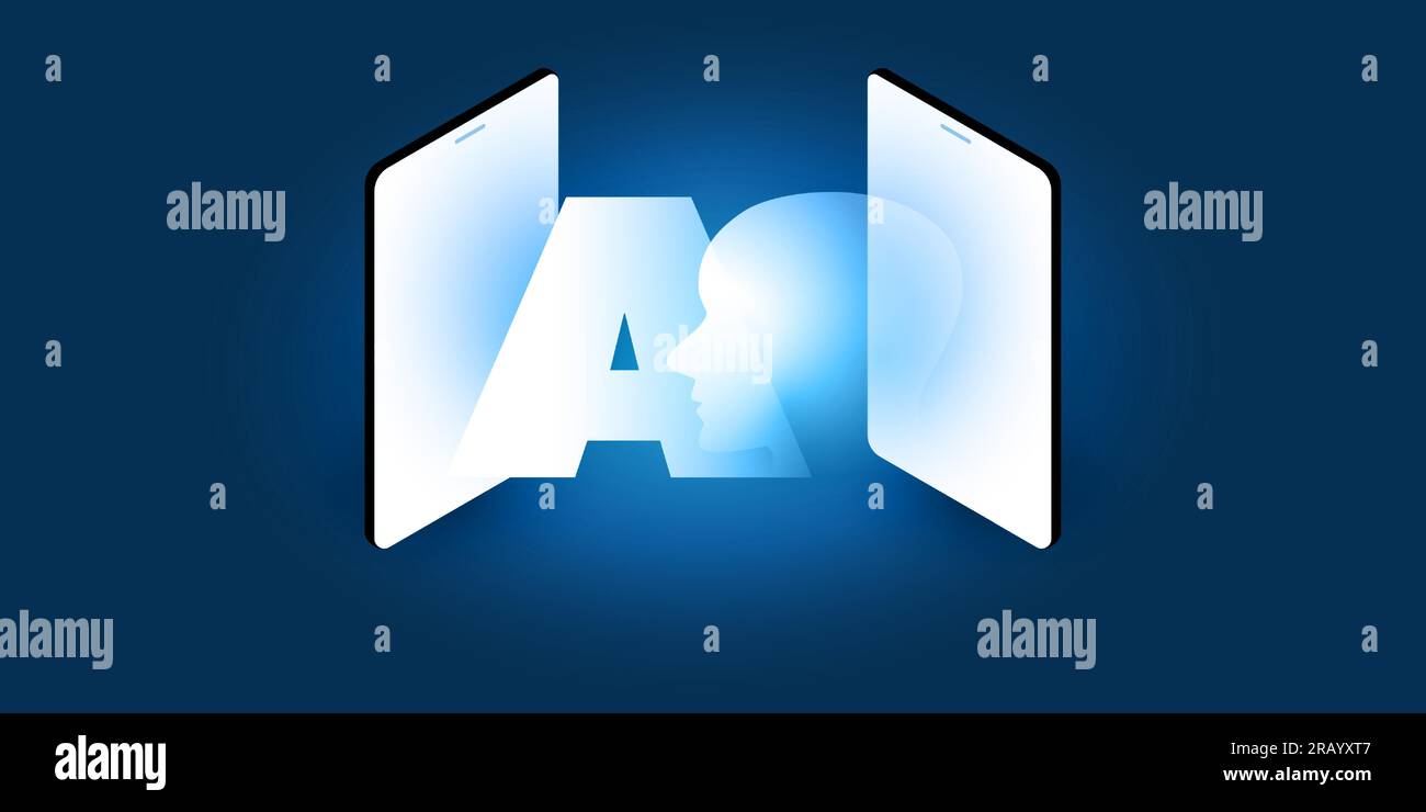 Futuristic Machine Learning, Artificial Intelligence, Cloud Computing, Automated Support Assistance and Networks Design Concept with Isometric AI Labe Stock Vector