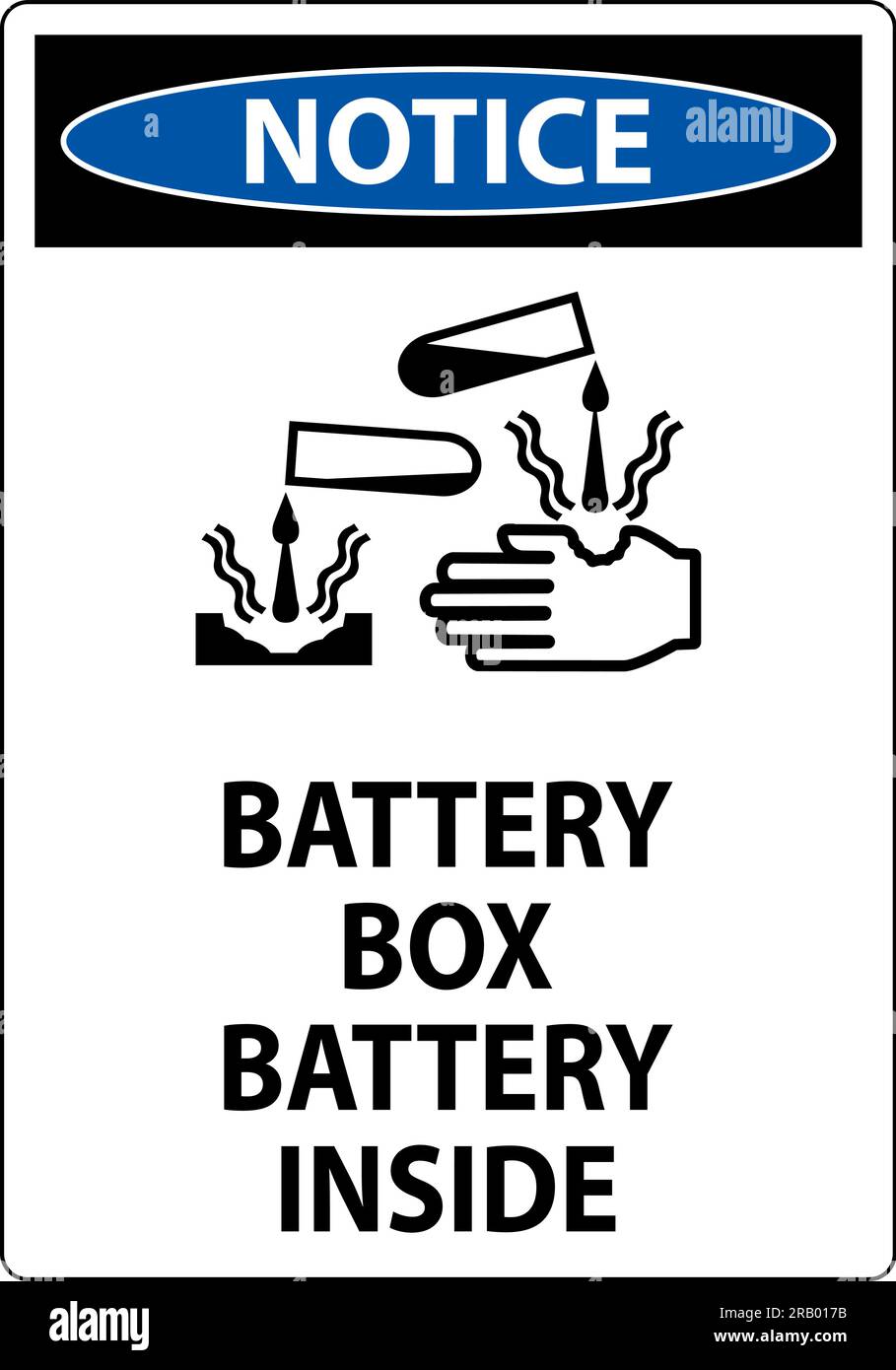 Notice Battery Box Battery Inside Sign With Symbol Stock Vector Image