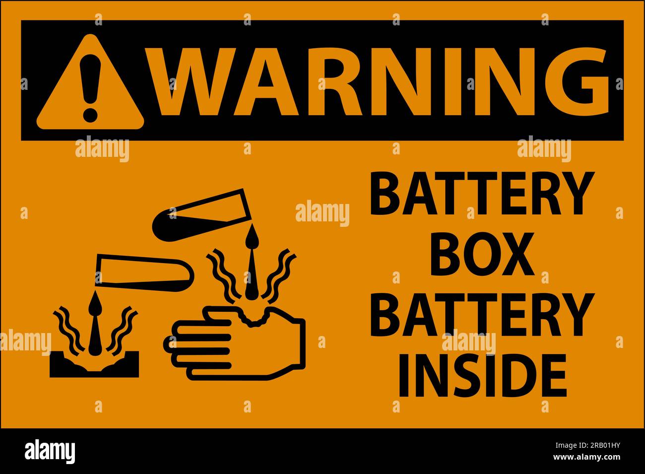 Warning Battery Box Battery Inside Sign With Symbol Stock Vector Image