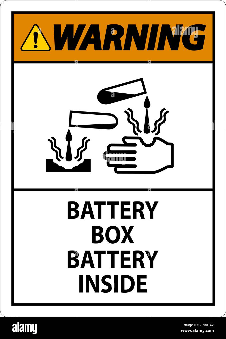 Warning Battery Box Battery Inside Sign With Symbol Stock Vector Image