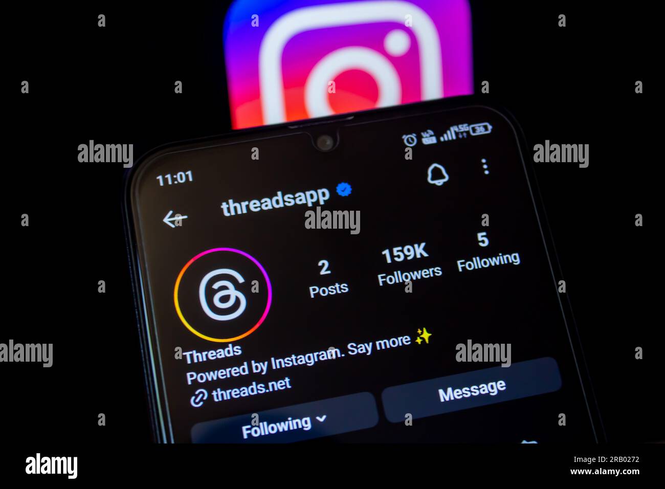 Instagram Threads app from Meta. New social media application Threads. New rival of Twitter. Afyonkarahisar, Turkey - July 6, 2023. Stock Photo